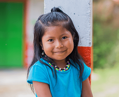 young girl in courtyard
